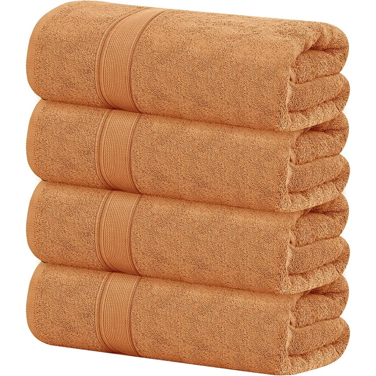 Tens Towels Orange 4 Piece XL Extra Large Bath Towels Set 30 x 60 inches  Premium Cotton Bathroom Towels Plush Quality