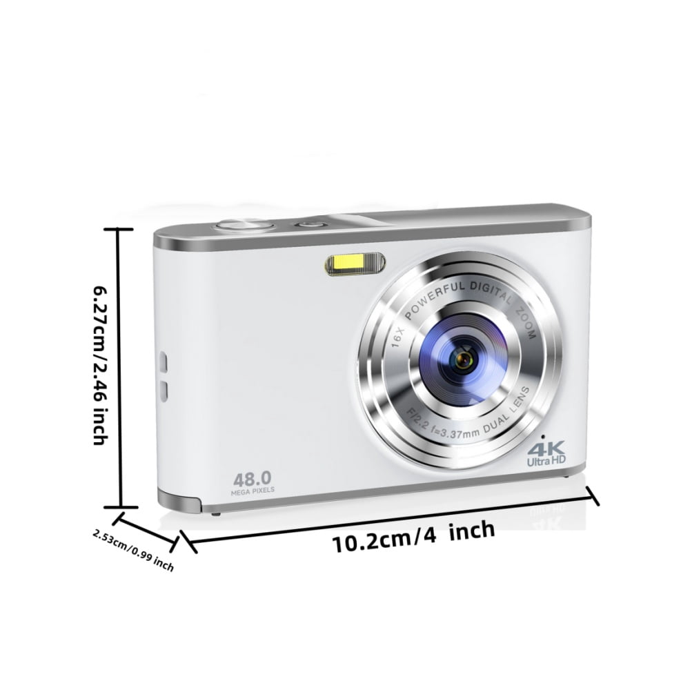 Digital Camera,4K 48 MP Auto Focus Camera Selfie with Front and Rear Dual Lens with 32GB Card and 1 Batteries,16x Digital Zoom,Mini Travel Blog Camera for beginners