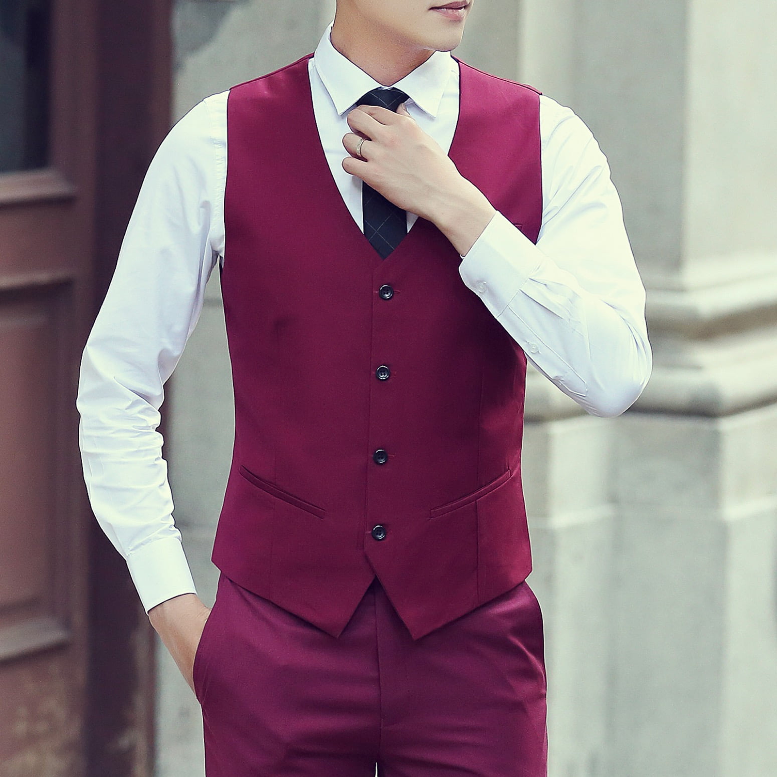 SWSMCLT Men's Waistcoat Business Vest Top Sleeveless Soft