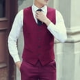 thumbnail image 3 of SWSMCLT Men's Waistcoat Business Vest Top Sleeveless Soft Formal Single Breasted Tank Top V Neck Fitted Belted Work Burgundy Medium, 3 of 4