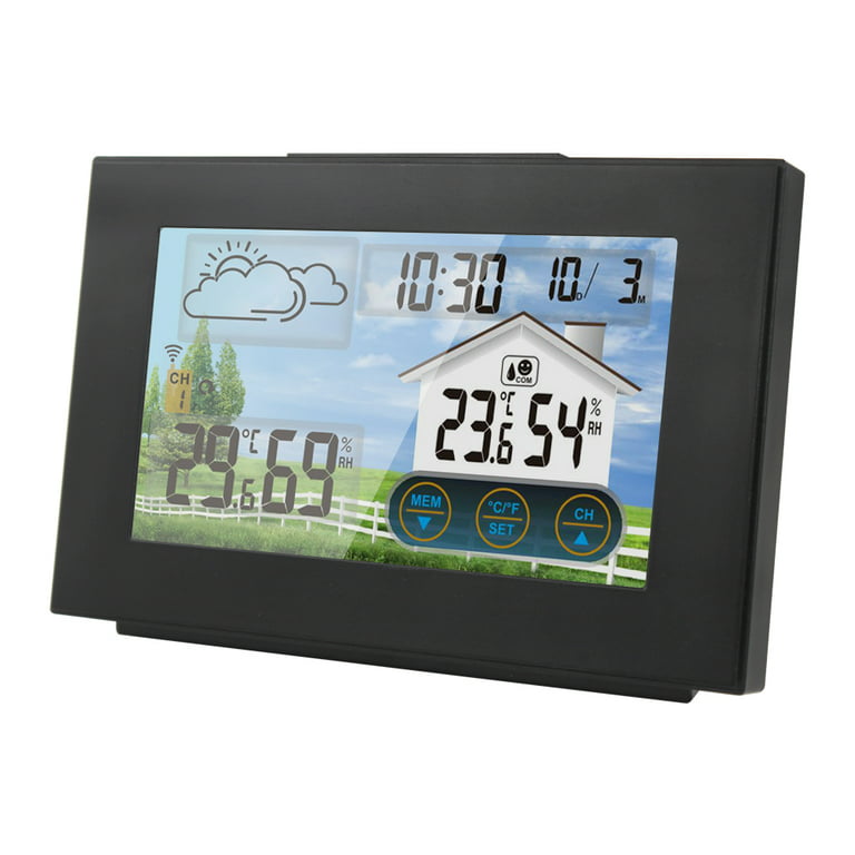 1pc Smart Indoor/outdoor Thermometer Hygrometer With Large Lcd
