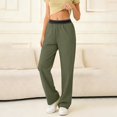 thumbnail image 2 of WERYOUNG Women's Casual Pants Solid Color Elastic Waist Athletic Trousers Outing Wear Loose Fit Straight Leg Pant With Pockets Outdoor Sport Stylish Comfortable Slacks, 2 of 6