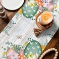 thumbnail image 3 of Spring Easter Table Runner 72 Inches, Bunny Eggs Floral Leaves Farm Wooden Grain Bed Runner Dresser Scarves Tabletop for Indoor Outdoor Parties/Ceremony/Banquet, 18" x 72", 3 of 8