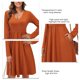 thumbnail image 4 of Vestido de manga larga,Vestido de cintura alta V Color puro Vestido de manga larga Vestido de cintura alta Construcción robusta, 4 of 5