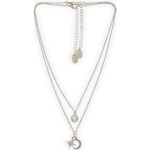 Time and Tru Women's Gold Tone Moon & Star Pendant Necklace Set