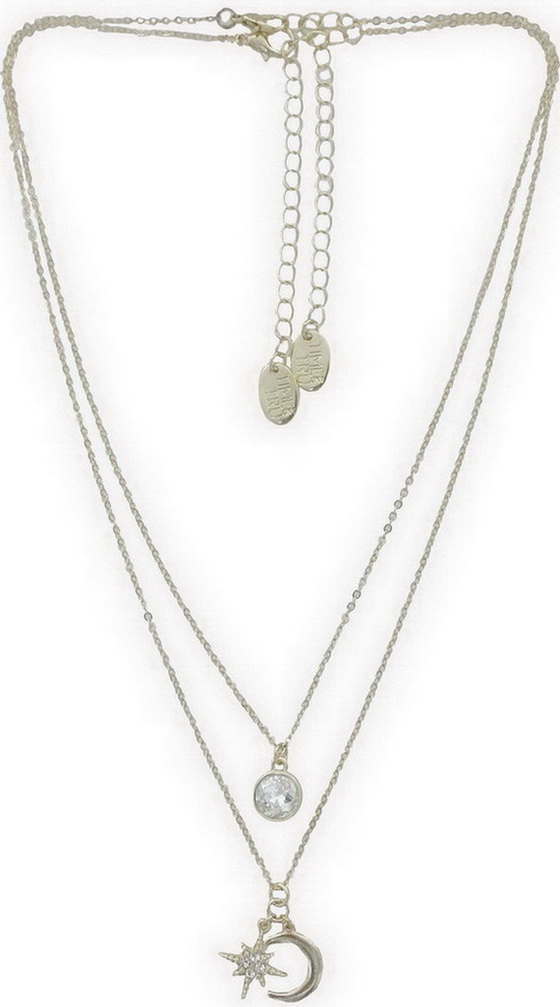 Time and Tru Women's Gold Tone Moon & Star Pendant Necklace Set