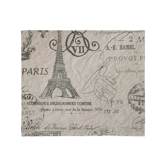 CafePress - Vintage Paris Eiffel Tower Scripts Throw Blanket - Soft Fleece Throw Blanket, 50"x60" for All Ages