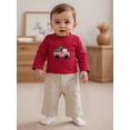 thumbnail image 3 of Miaouyo 0-3T Toddler Baby Boys Christmas Fall Clothing Set Long Sleeve Christmas Tree Embroidery Pullover with Plaid Pants 2Pcs Outfit, 3 of 8