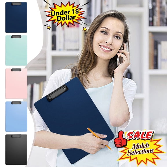 Qocolcyl Under 1 Dollar File Folder Document Folders, A4 Solid Color Thick Plastic Clipboard, Hardboard Metal Clip Writing Document Holder for Office Classroom Home Contract Paper Form Filing
