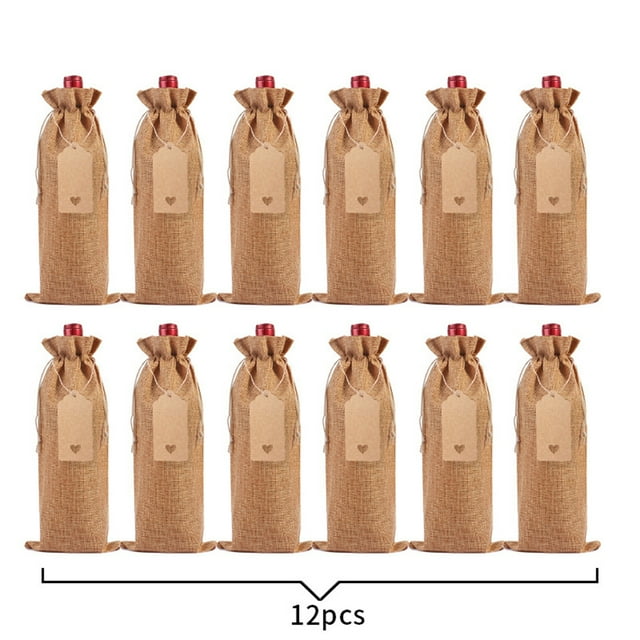 Linen Wine Bottle Bag Set Wine Bottle Set Linen Tag Red Wine Packaging Bag