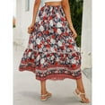 thumbnail image 3 of jinghuiyue Women’s Summer Boho Floral Printed Elastic High Waist Maxi Skirt Flowy Swing Casual A Line Beach Long Skirts S, 3 of 8