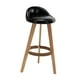 thumbnail image 2 of Taburete de bar alto, taburete de bar, con marco de madera y respaldo, taburete de bar, silla de bar para comedor, cocina, mesas de bar Cuero PU negro, 2 of 9