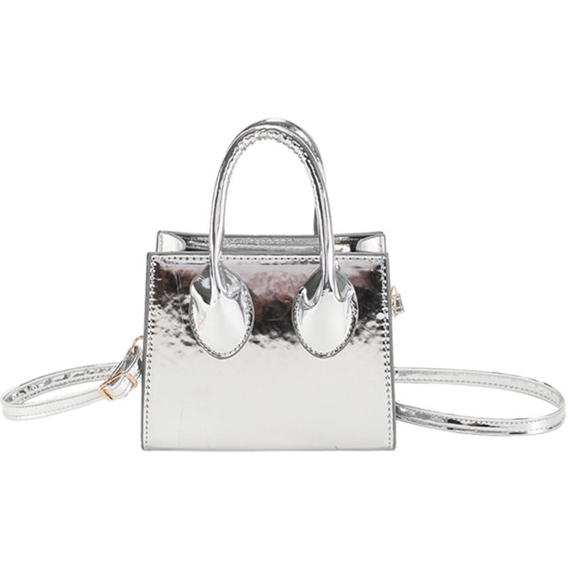 Bolso de mujer Bolso de moda Pequeño cuadrado PU Cuero Sólido Bolsos de mano Plata