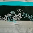 thumbnail image 4 of Chezmoi Collection Alana 7-Piece Bed in a Bag Comforter Set with Sheets, Embroidered Floral Luxury Leaves Teal Blue/Black/Gray Lightweight All Season Bedding, Full, 4 of 9