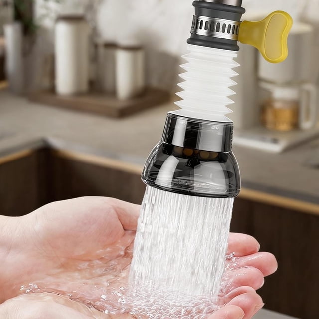 Faucet Water Filter with 360-Degree Swivel, Extendable Design, and Purification System for Household Use, Splash Guard, and Water Boosting