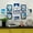 White and Blue-(Includes Black Butterfly Sticker), variant on Creative Photo Wall Photo Frame Combination Living Room Hanging Wall Punch-Free Custom Background Decorations