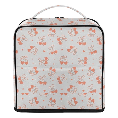 DIXRUYEE Magnetic Open Seam Peach Bow Love Travel Toiletry Bag Large Cosmetic Organizer with Adjustable Dividers & Luggage Strap