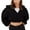 Black, variant on Women's Zip Up Cropped Hoodie with Drawstring, Casual Long Sleeve Hooded Sweatshirt Jacket, Soft Lightweight for Streetwear, Yoga, Daily Wear and Seasonal Fashion Black L