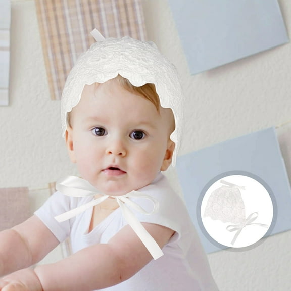 Masteelf Toddler Hats Newborn Silk Ribbon Baby Hat Baby Girl 18.00X14.00X0.20CM White