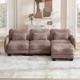 thumbnail image 4 of FFH 101" Convertible Sectional Sofa with Ottoman, L Shaped 3 Seat Cloud Couch with Waist Pillows, Curved Design, Chenille Rose Dust, 4 of 14