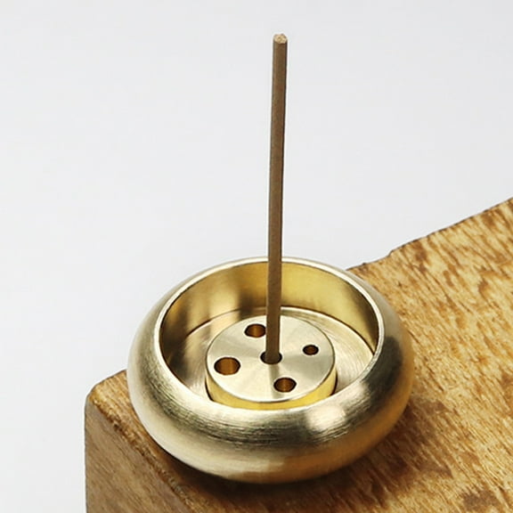 opvise Incense Burner Brushed Surface Anti-oxidation Compact Detachable 5 Holes Brass Stick Holder for Home