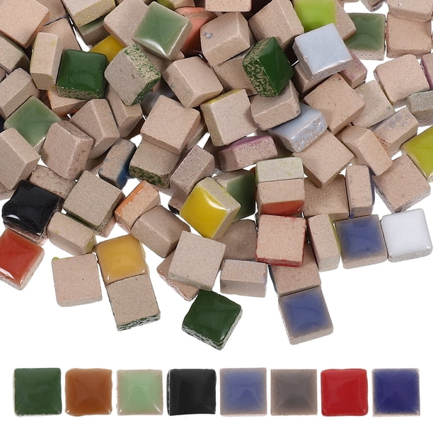 Azulejos de mosaico de cerámica de 200 g para manualidades, formas cuadradas, para proyectos de bricolaje, decoración del hogar, manualidades, materiales para el aula.