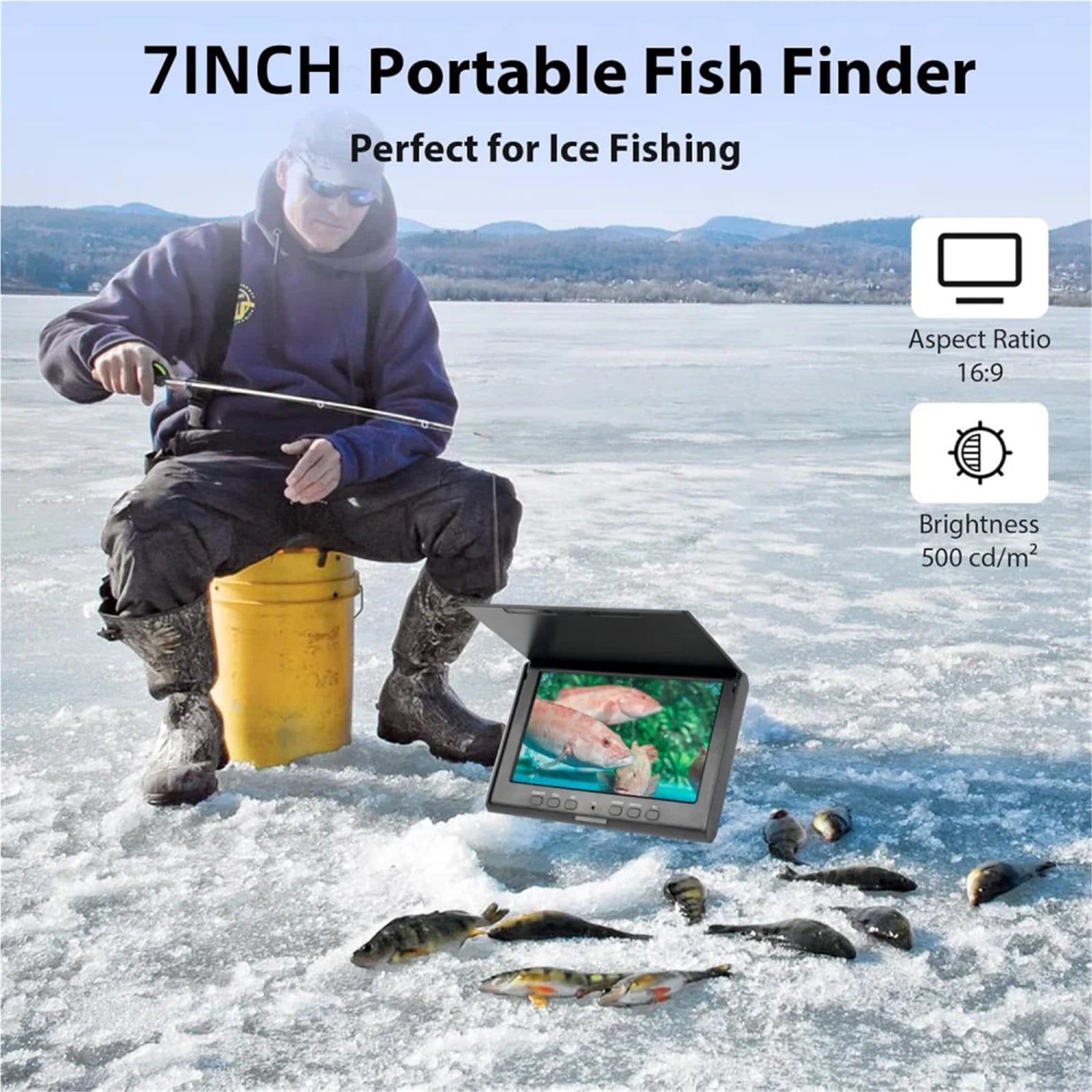 7" Underwater Camera For Fishing Endoscope Video Camera Fish Finder Nightvision IR TF SD Video Recording For Sea Ice Fishing ,Essential Tool for Anglers