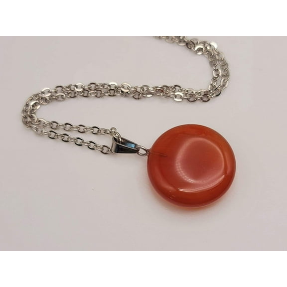 Handmade Crystal Necklace Silver Tone Carnelian Healing Crystal Point Necklace