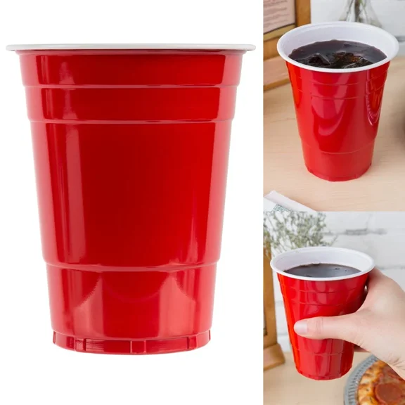 48 Red Cups Cold Drinking Easy Party Grip Plastic 16 Oz Cup Home College