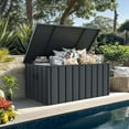 thumbnail image 4 of PURPLE LEAF Outdoor Deck Box 150 Gallon Waterproof Lockable Storage Box Container with Lid Deck Organization for Patio Cushions Side Table Pool Accessories Garden Tools, Gray, 4 of 8