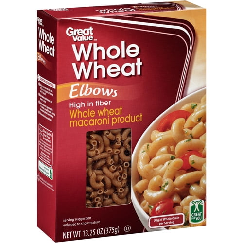 Great Value Whole Wheat Elbows Pasta, 13.25 oz