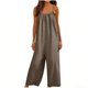 thumbnail image 2 of TaTaai Women Fashion Solid Color Backless Cami Jumpsuit Long Cotton Linen Casual Wear Ladies Fitness Daily Lounge Wear Breathable No Fading Versatile Outfit Gift, 2 of 6