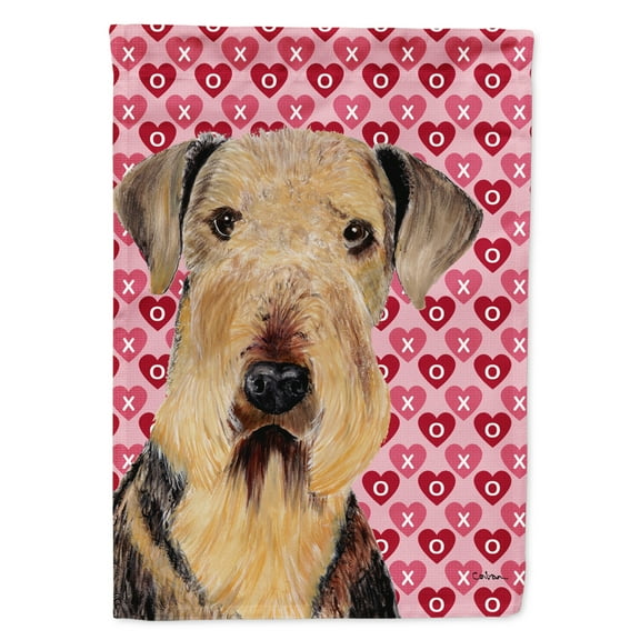 Carolines Treasures SC9266-FLAG-PARENT Airedale Hearts Love and Valentines Day Portrait Flag  multicolor