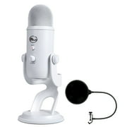 Blue Microphones USB Microphone Four Pattern WHTOUT (YetiWhiteout) with Pop Shield Universal Pop Filter Microphone Wind Screen with Mic Stand Clip