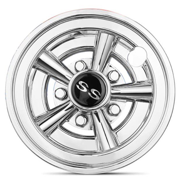 4Pcs Golf Cart Hubcaps,8 Inch Chrome Golf Cart Hub Caps,Shiny Wheel