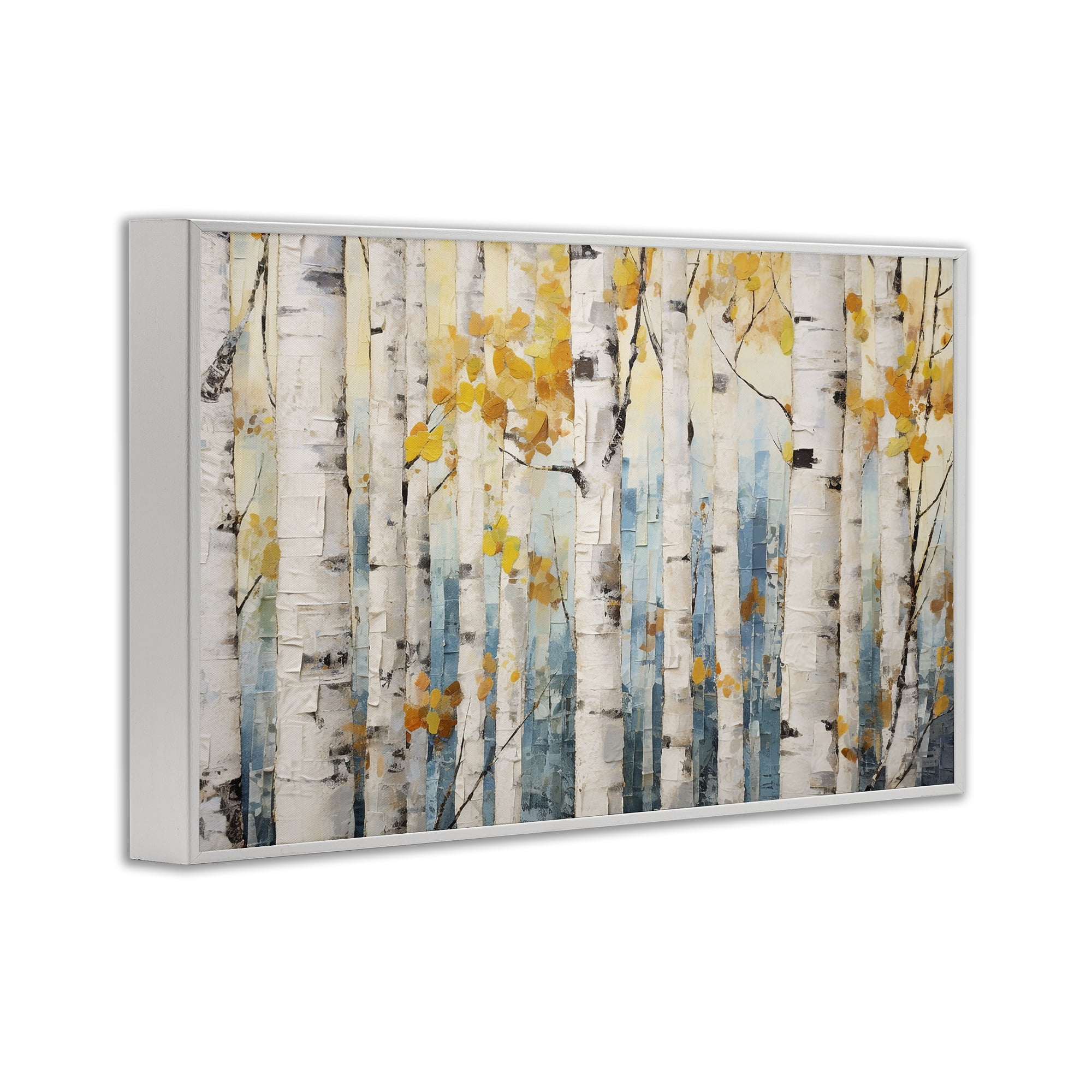 Stupell Industries Autumn Birch Forest Landscape Painting White Framed Art Print Wall Art, 30 x 20