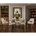 thumbnail image 6 of Guyou Modern Dining Chair Set of 2, Linen Upholstered Armchair Accent Side Chair with Open Back and Wooden Legs, Kitchen Chairs for Dining Room Living Room Kitchen Bedroom, Cream, 6 of 16