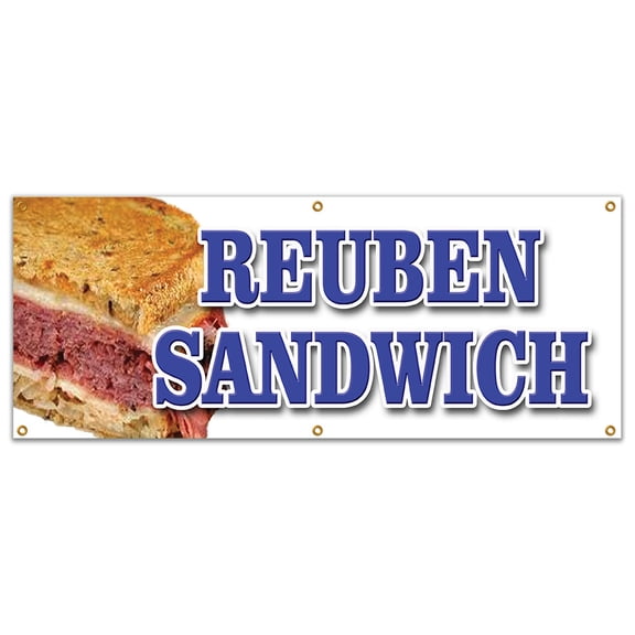 Reuben Sandwich Banner 24" X 72" Heavy Duty 13 Oz Vinyl Banners with Grommets Single Sided