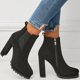 thumbnail image 3 of NECHOLOGY Botas Mujer Adulto Femenino Zapatos Botines para mujer Botas clásicas para mujer Punta estrecha Tacón grueso Cremallera alta en (Black, 8), 3 of 4