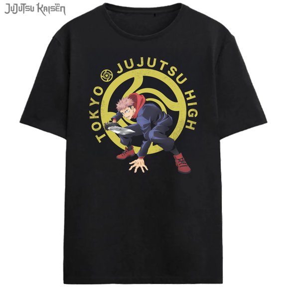 Jujutsu Kaisen Tokyo Jujutsu High Yuji Character Adult Black Short Sleeve Tee-Small