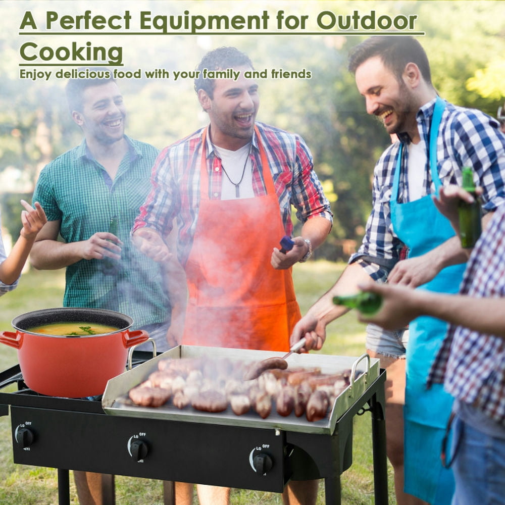 Spaco 225 000-BTU Portable Propane 3 Burner Gas Cooker, Camp Stove for Outdoor Cooking