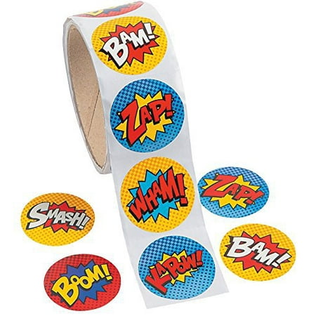 - Fun Express Superhero Sticker Roll - 100 pieces...