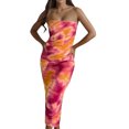 thumbnail image 1 of Gibobby Vestido Casual para Mujer Mujeres sexy tubo superior plisado malla moda impreso vestido casual vestido de longitud media(Rosa caliente,G), 1 of 5