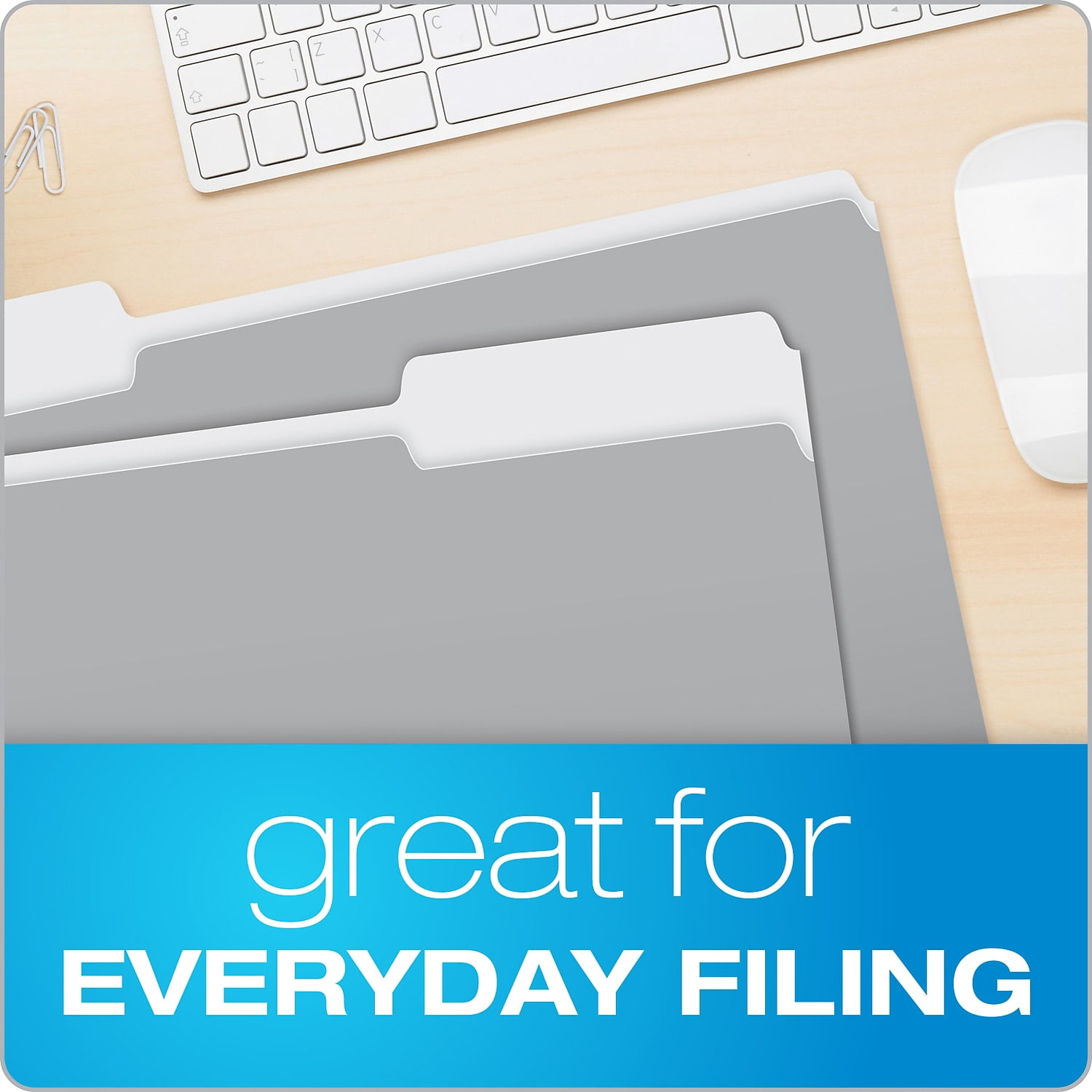 Interior File Folders, 1/3-Cut Tabs, Legal Size, Gray, 100/Box