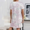 thumbnail image 3 of Tnhcen Women's Summer Cool Crewneck Short Sleeve Printed Sleepwear Dress | Short Style | S-2XL | Nylon Spandex Loungewear, 3 of 4