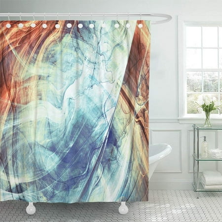 Fine Bath Light PKNMT Fantastic Smoke in Colors Modern Futuristic Painting with Lighting Effect Fine Shower Curtain Bath Curtain 66x72 inch ()