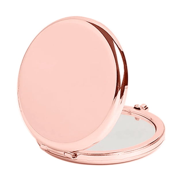 Espejo de maquillaje compacto para hombres, mujeres y niñas, elegante espejo de viaje para bolsillo, bolso o cartera, espejo pequeño portátil - Oro rosa