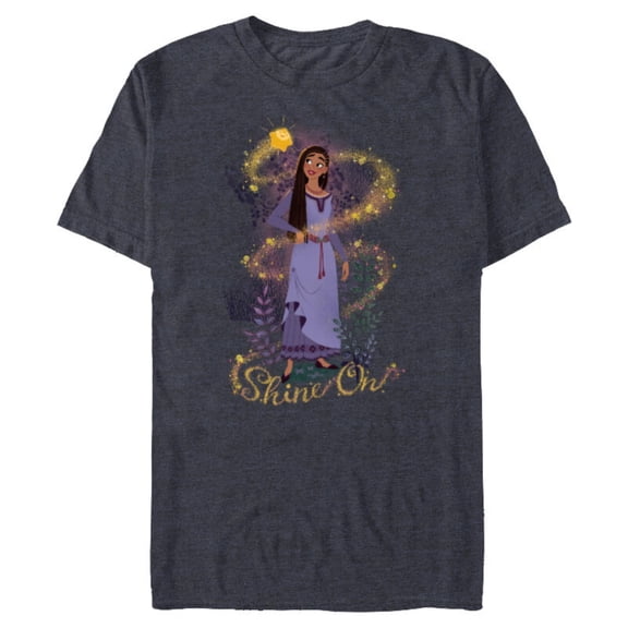 Disney Wish Asha and Star Shine On - Short Sleeve Blended T-Shirt for Adults - Customized-Denim Snow Heather