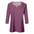 thumbnail image 4 of EDFBUYKRS Womens Tops Dressy Casual Long Sleeve Shirts for Women Color Block V Neck Shirts Tunic Tops Loose Blouses Black T Shirts Sweatshirts Pullover Size L, 4 of 5