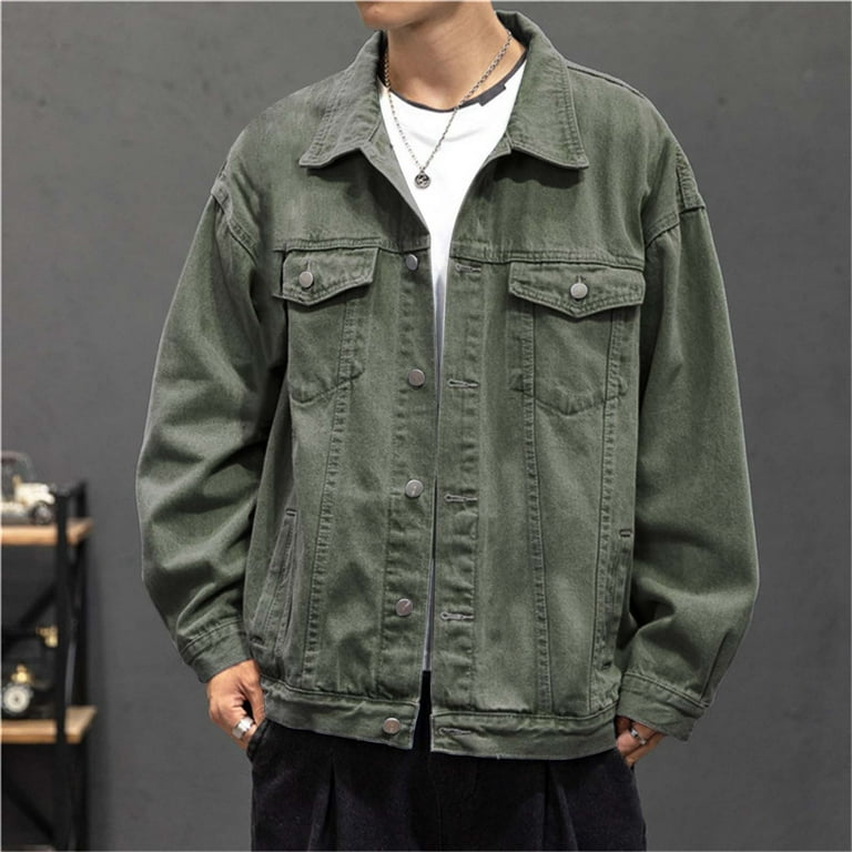 Green jean jacket mens sale